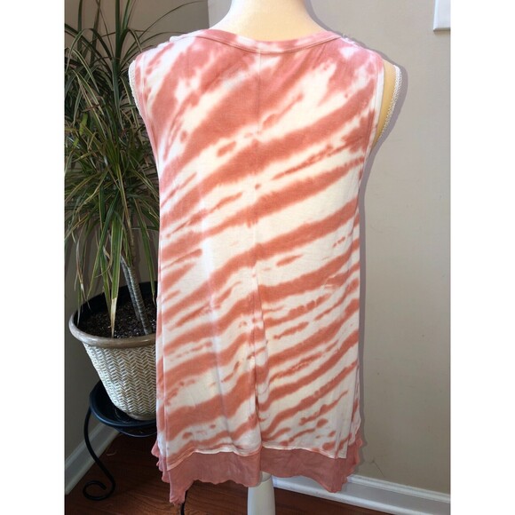 Brisas Tie Dye Top Size Small Peachy Amber Sleeveless Ruffle Hem Very Soft NWT - Picture 4 of 10